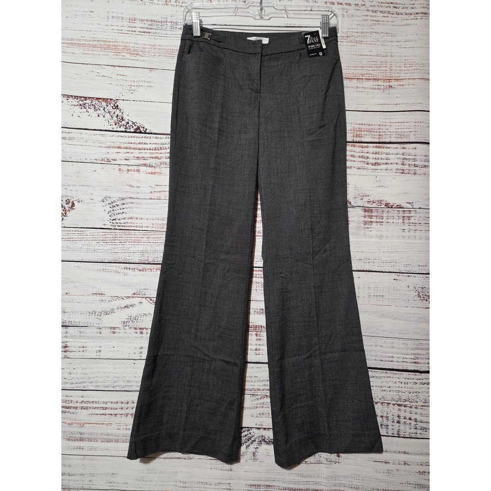 New York & Company 7th Avenue Pant Grey Wide Leg Stretch Trousers 0 Petite NWT